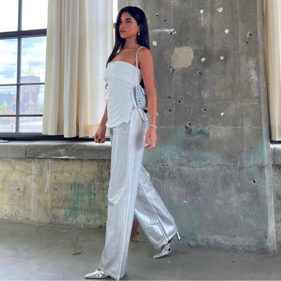 NWT ZARA METALLIC SILVER JEANS - Picture 9 of 14